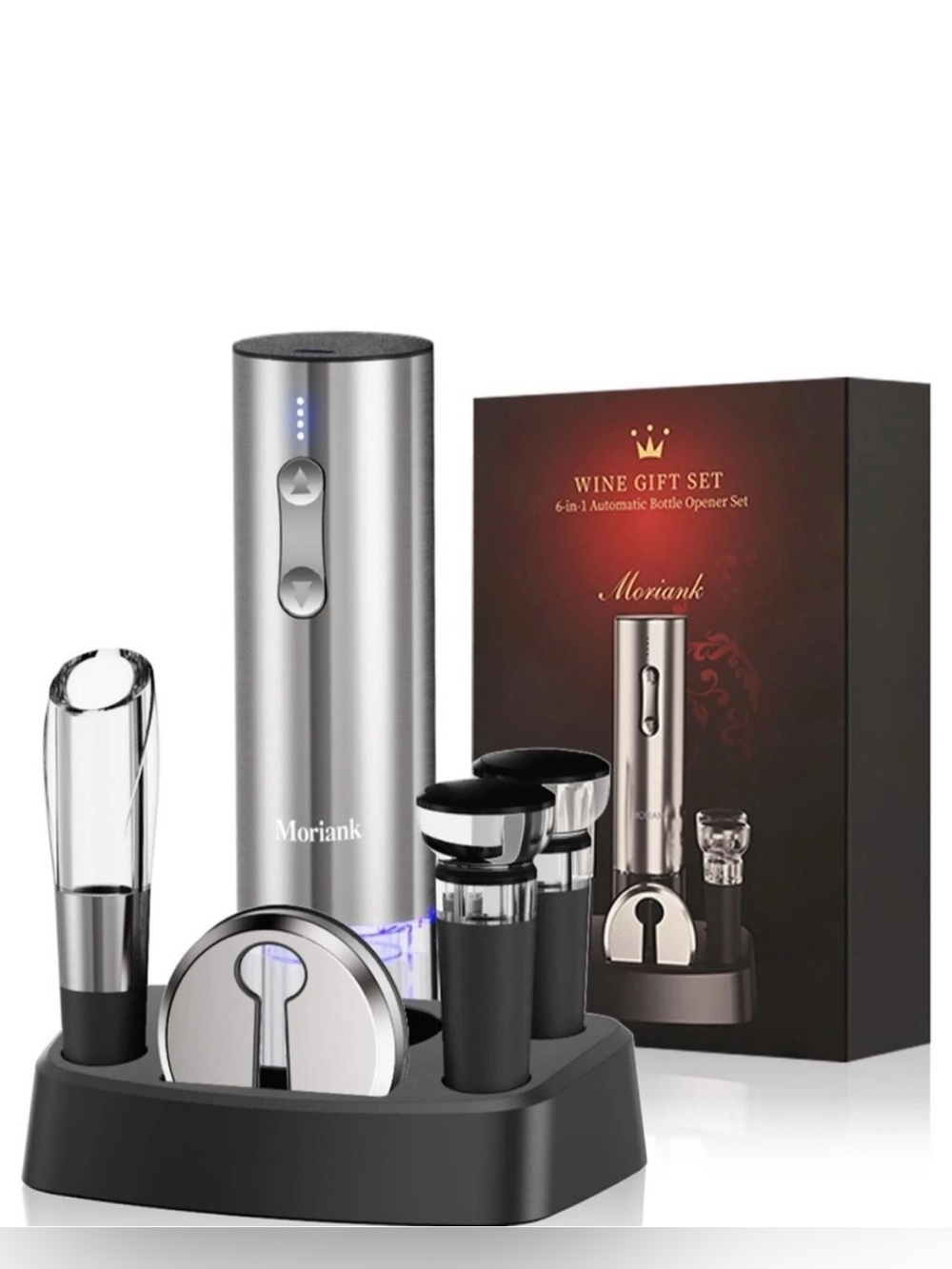 Moriank Silver Electric Wine Opener Gift Set